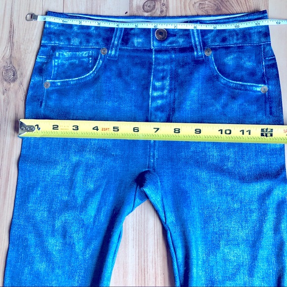 3/$15 NEW NOBO Ankle Leggings Blue Small Waist 23 Blue Jean Print NWOT Juniors - Picture 4 of 12